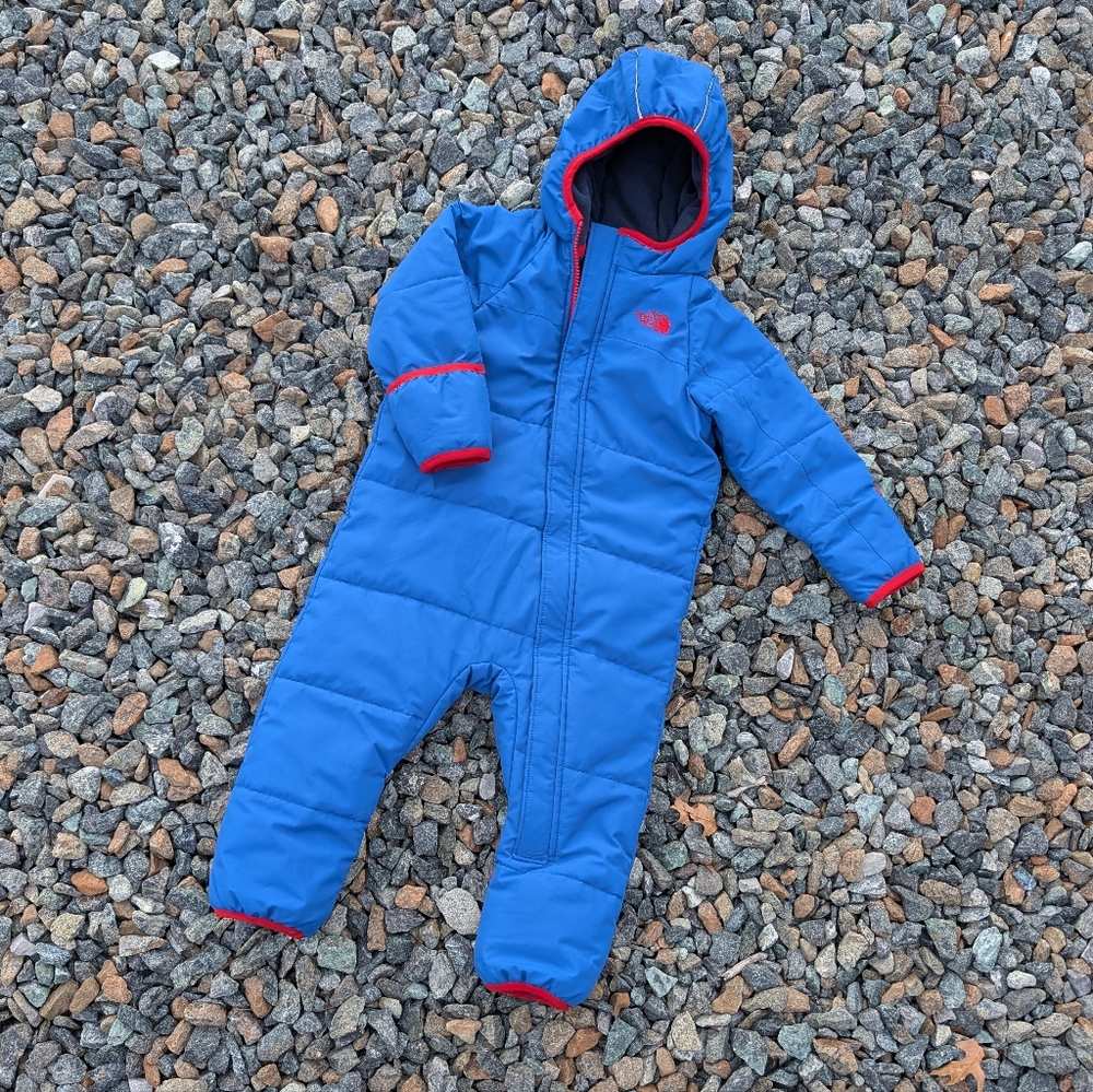 The North Face Blue Insulated Bunting Hooded Blue SnowSuit Size 18-24M / Snow
